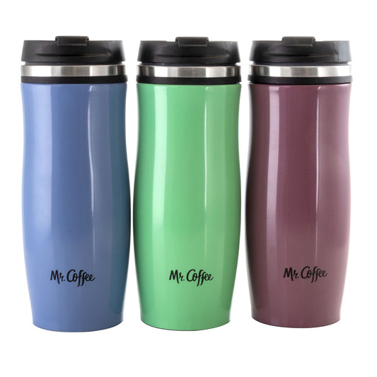 Mr. Coffee 12.5 Ounce Stainless Steel Insulated Thermal Travel Mug Set of 3