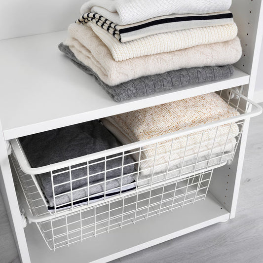 Wire Storage Basket with Slides - White